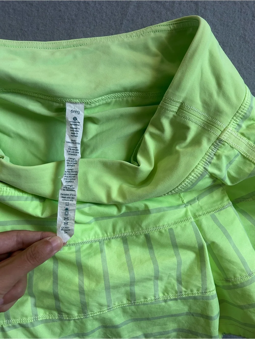 Lululemon Pace Rival Skirt Deauville Stripe (Lime Green) Sz 6 Regular